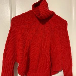Girls poncho cable knit sweater.